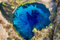 Stunning aerial view of lake Almyros just outside Heraklion, Crete