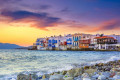Sun setting on Mykonos with a view to the iconic Little Venice