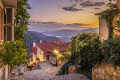 Dusk in the town of Delphi with a charming view of the valley below