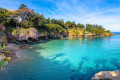 Crystal-clear, emerald waters in the beach of Agia Pelagia near Heraklion