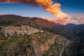 Sunset on the charming town of Delphi in Central Greece