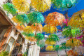 Beautifully decorated street on the main town of Aegina