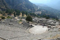 The Amphitheater of Dephi with a view of the Pleistos valley below