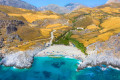 Aerial view of Damnoni beach in Crete