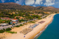 Aerial view of Skala beach in Cephalonia