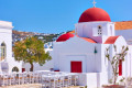 Red-domed church in Chora, the capital of Mykonos