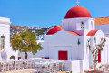 Bautiful red-domed church in Chora of Mykonos