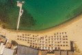 Drone view of Panormos beach in Mykonos