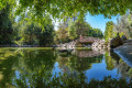 Artificial lake and wooden bridge in the National Gardens near Syntagma Square