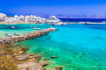 Wonderful blue-green sea in Piso Livadi, Paros