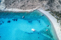 Turqoise waters in the bay in Polyaigos