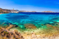 Idyllic scenery in the beach of Agios Stefanos in Mykonos