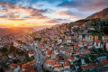 Sunrise over the village of Arachova cnear Delphi