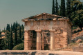 The treasury of the Athenians in the archaeological site of Delphi