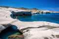 Lunar landscape in Sarakiniko beach in Milos