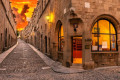 Avenue of the Nights, the famous medieval street in the town of Rhodes