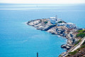 Aerial view of the cape where the Monastery of Panagia Chrisopigi resides