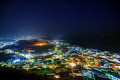 Panoramic view of Adamas, the capital of Milos at night
