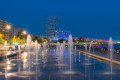 Wonderful square in Thessaloniki at night, with fountains springing from the ground