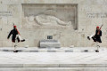 Evzones guarding the Tomb of the Uknown Soldier in Syntagma Square, Athens