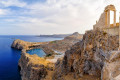 Sunrise on the Acropolis of Lindos, a jewel on the island of Rhodes
