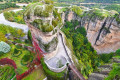 Panoramic view of the Meteora rock formations