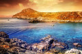 Sunset over Anthony Quinn Bay in Rhodes