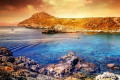 Sunset on Anthony Quinn bay in Rhodes
