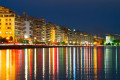 The waterfront of Thessaloniki lights up at night
