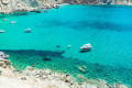 Fantastic green-blue clear sea in Agali beach, Folegandros