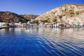 View of Kilma village in Milos from the water