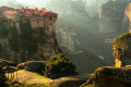 Sunrise on the majestic valley of Meteora