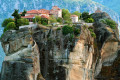 Byzantine monastery perched on top of a cliff in Meteora