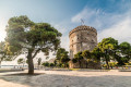 Sunrise on the iconic White Tower in Thessaloniki 