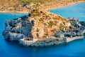 Aerial view of Spinalonga, the islet off the coast of Crete which served as a leper colony