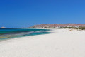 The white sand beach of Glyfada in Naxos