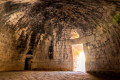The archaeological site of Mycenae features ancient tombs, giant walls and the famous Lion's Gate