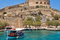 Approaching the islet of Spinalonga from the bay of Elounda in Crete