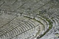 The stone seats in the ancient Greek theater of Epidaurus, Peloponnese