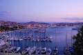 Sunset on the harbor of Kusadasi in Turkey