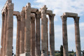 The columns of the Temple of Olympian Zeus in the center of Athens