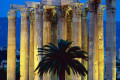 The Temple of Olympian Zeus in Athens, as seen suring the night