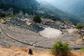 The amphitheater in Delphi facing the chaotic Pleistos valley below