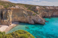 Panoramic view of the idyllic Tsigrado beach in Milos