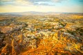 Panorama of Goreme valley and sandstone cave houses in Cappadocia, Turkey