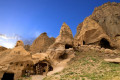 Cave houses and wild landscape at the Goreme National Park