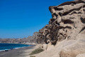 Unique geological formations in Vlychada beach in Santorini