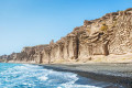 Wild rock formations in Vlychada beach in Santorini