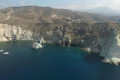 Bird's eye view of the White beach in Santorini