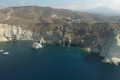 Aerial view of the White Beach in Santorini